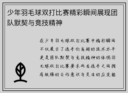 少年羽毛球双打比赛精彩瞬间展现团队默契与竞技精神